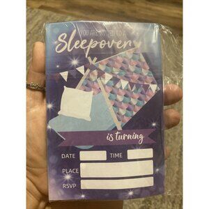 New Pack Sleepover Birthday Party Invitations 20 Invites Purple